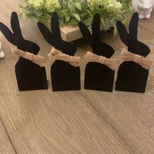 Set of 4 Mudpie Easter Bunny Black Rabbit Chalkboard Buffet Markers Placecards